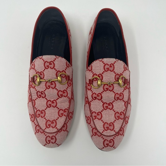 GUCCI JORDAAN CANVAS GG MONOGRAM HORSEBIT LOAFERS IN RED SIZE 37 - Picture 5 of 15